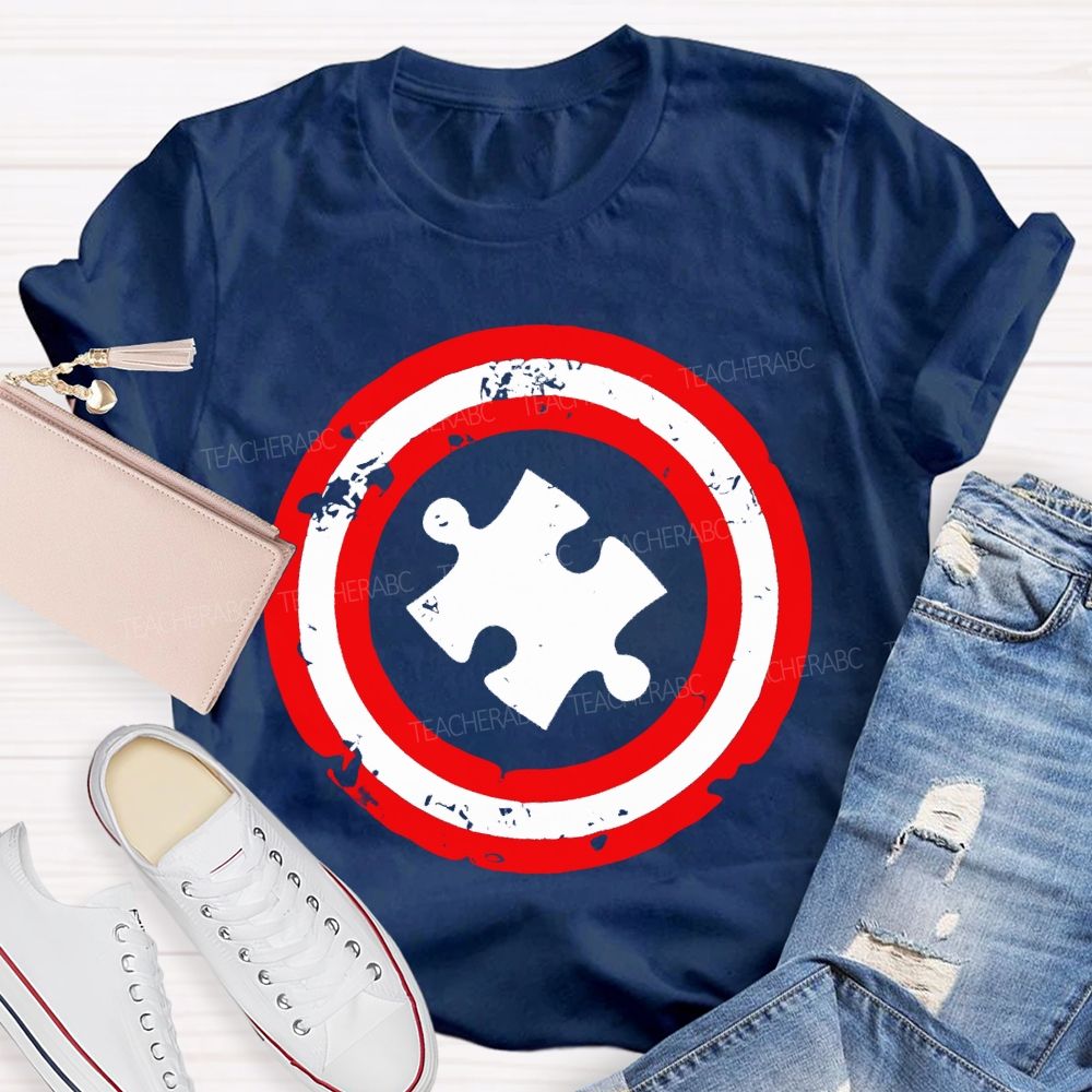 Autism Puzzle Shield Teacher T-shirt