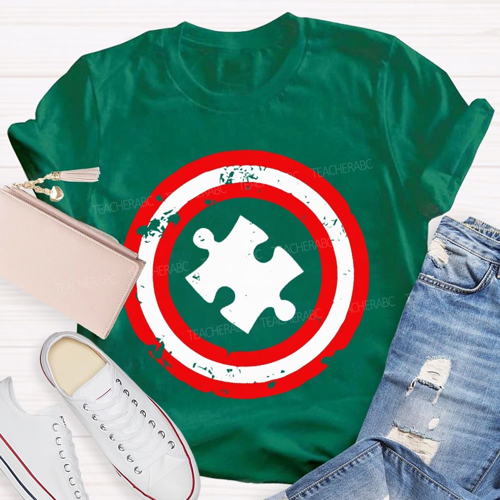 Autism Puzzle Shield Teacher T-shirt