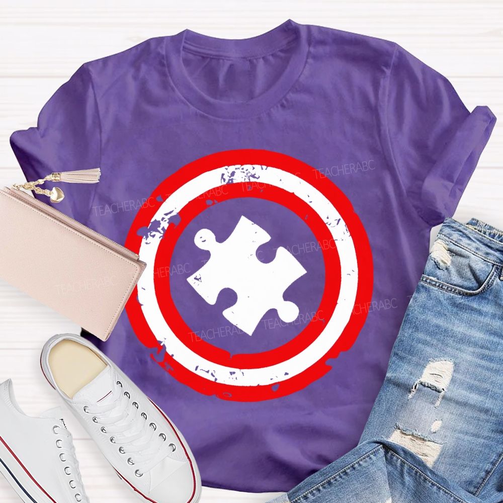 Autism Puzzle Shield Teacher T-shirt