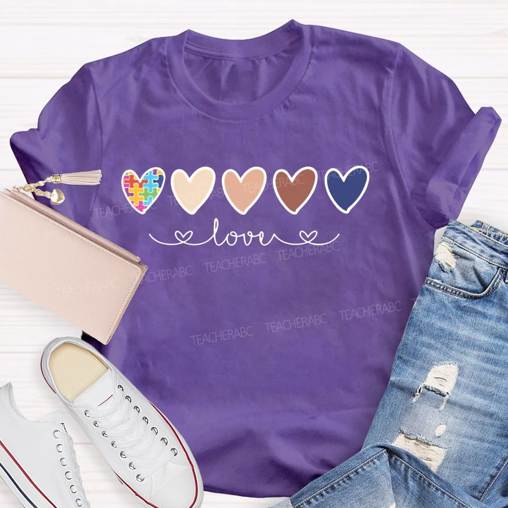 Puzzle Colorful Heart Autism Graphics Teacher T-shirt