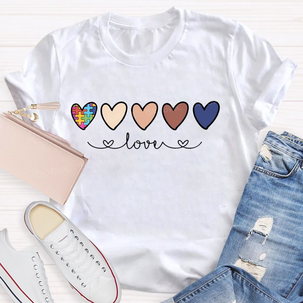Puzzle Colorful Heart Autism Graphics Teacher T-shirt