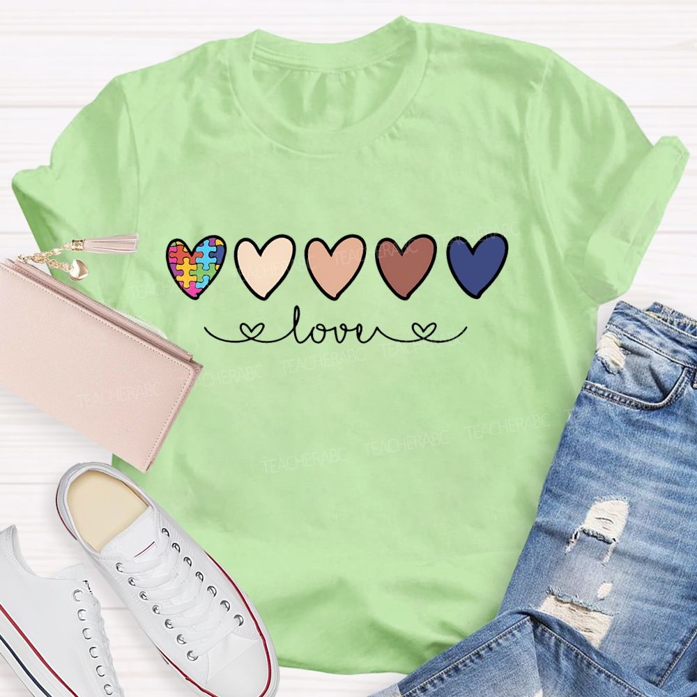 Puzzle Colorful Heart Autism Graphics Teacher T-shirt