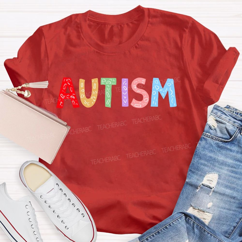 Autism Colorful Letters Premium Teacher T-shirt