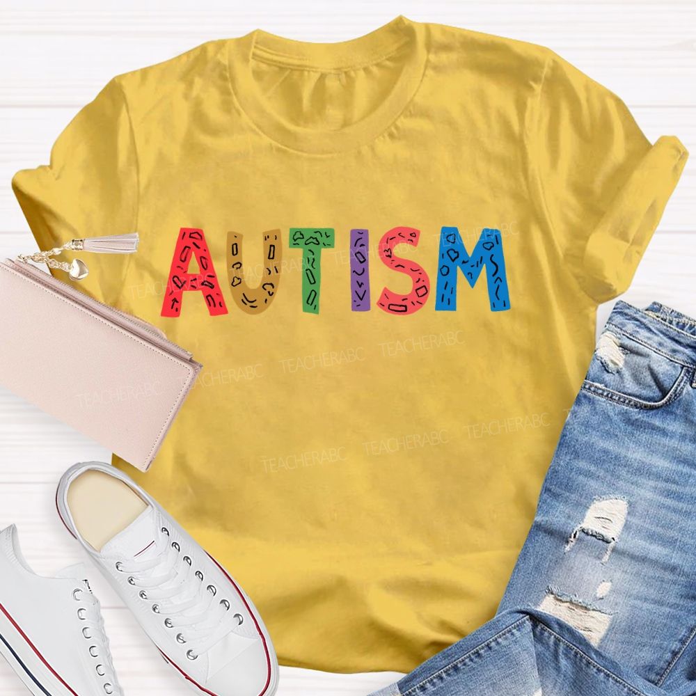 Autism Colorful Letters Premium Teacher T-shirt