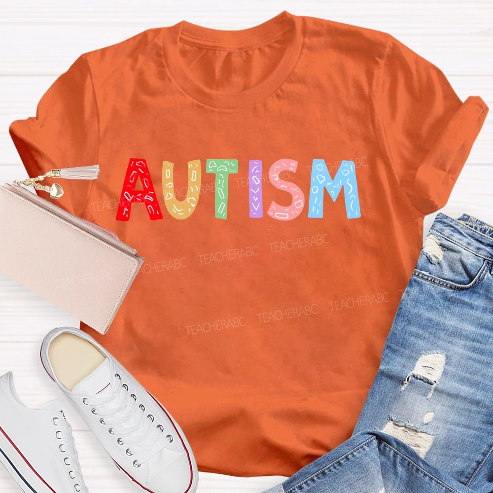 Autism Colorful Letters Premium Teacher T-shirt