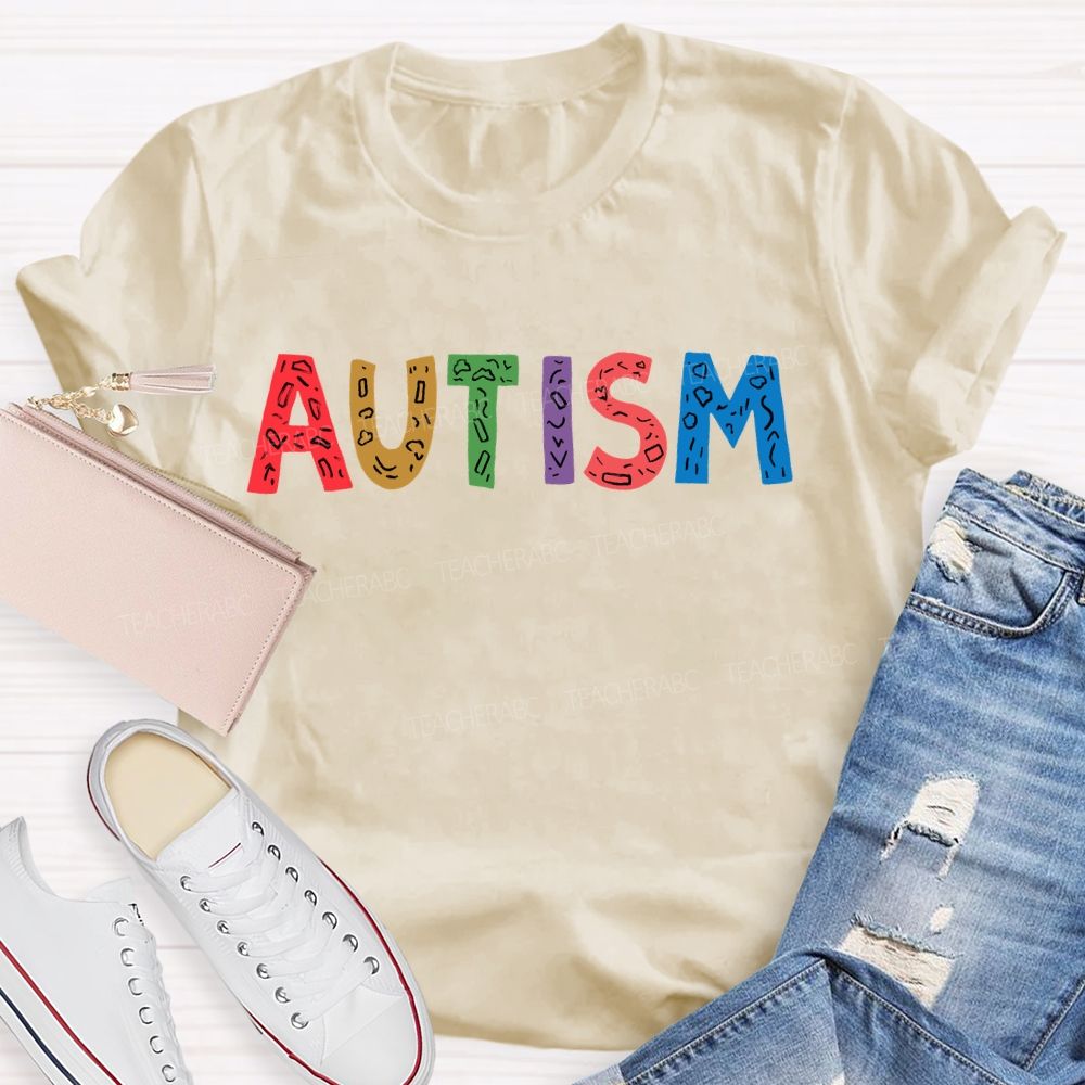 Autism Colorful Letters Premium Teacher T-shirt