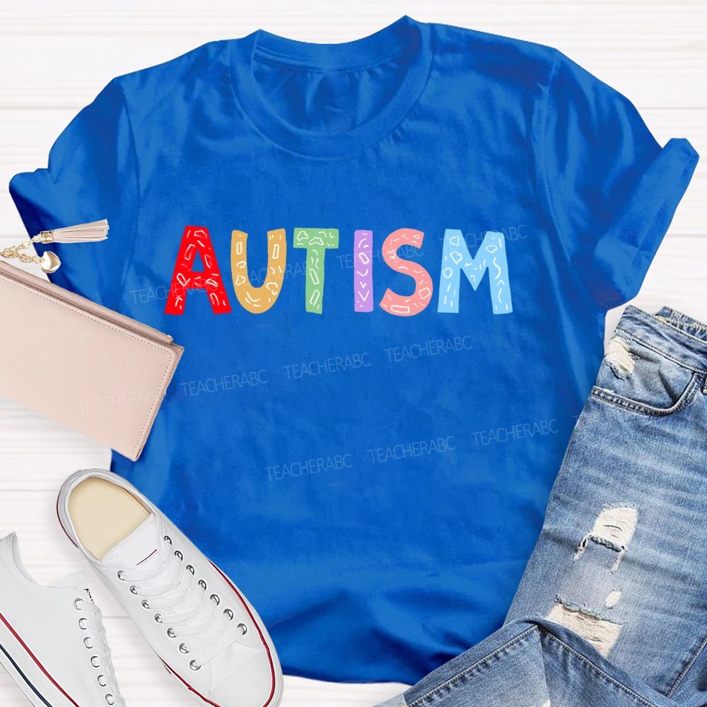Autism Colorful Letters Premium Teacher T-shirt