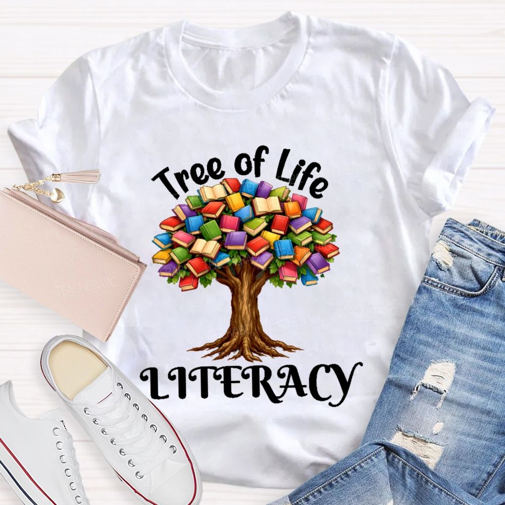 Tree Of Life Literacy Teacher T-shirt