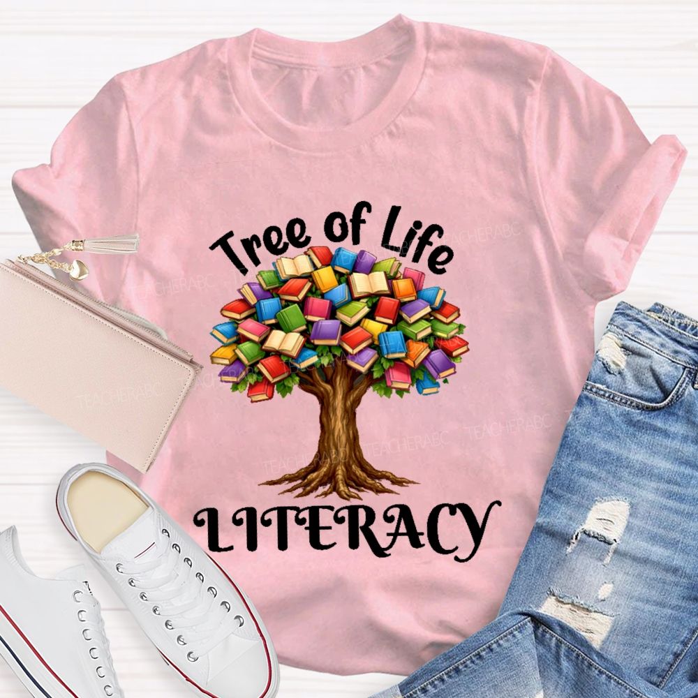 Tree Of Life Literacy Teacher T-shirt