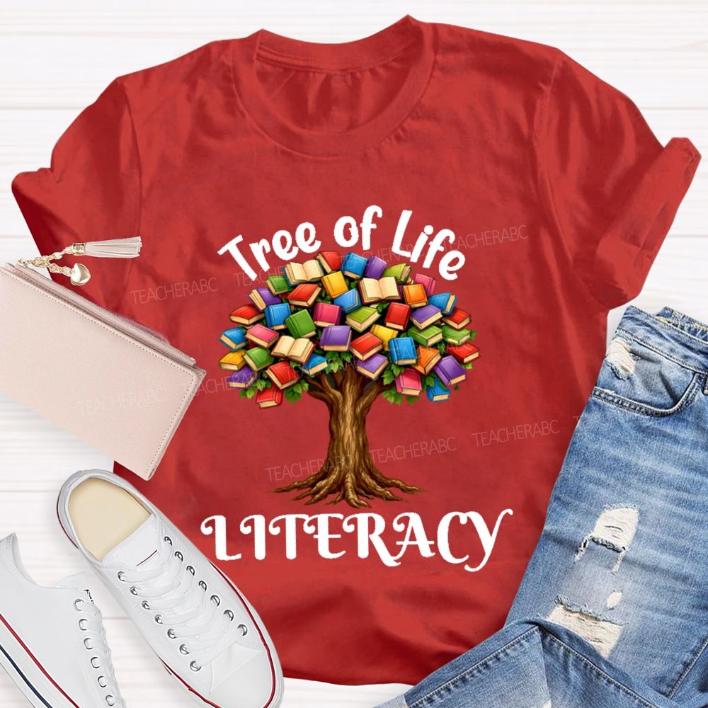 Tree Of Life Literacy Teacher T-shirt