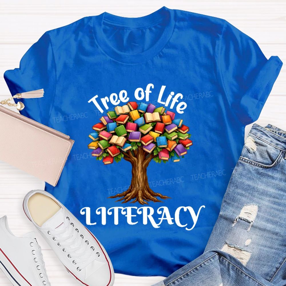 Tree Of Life Literacy Teacher T-shirt