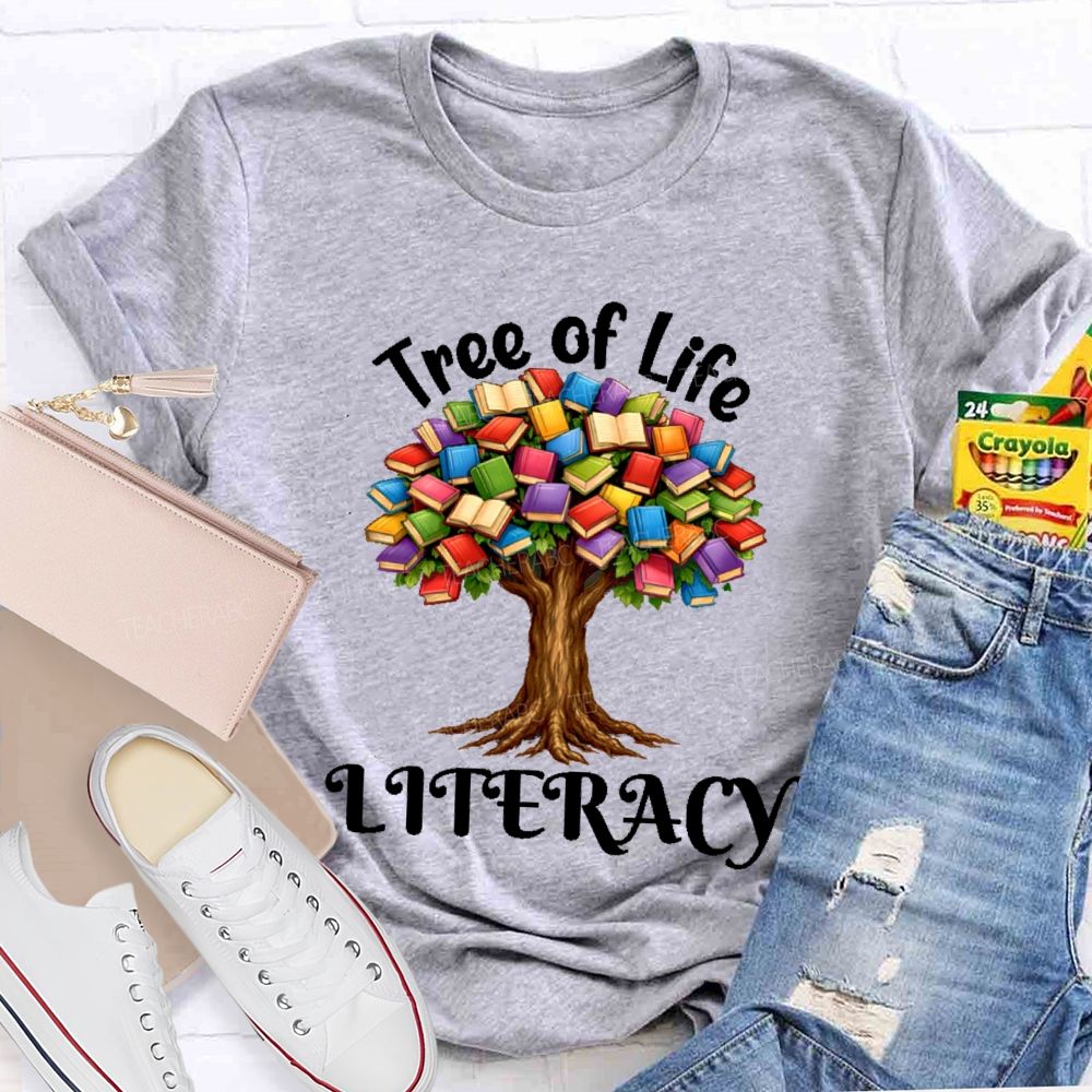 Tree Of Life Literacy Teacher T-shirt