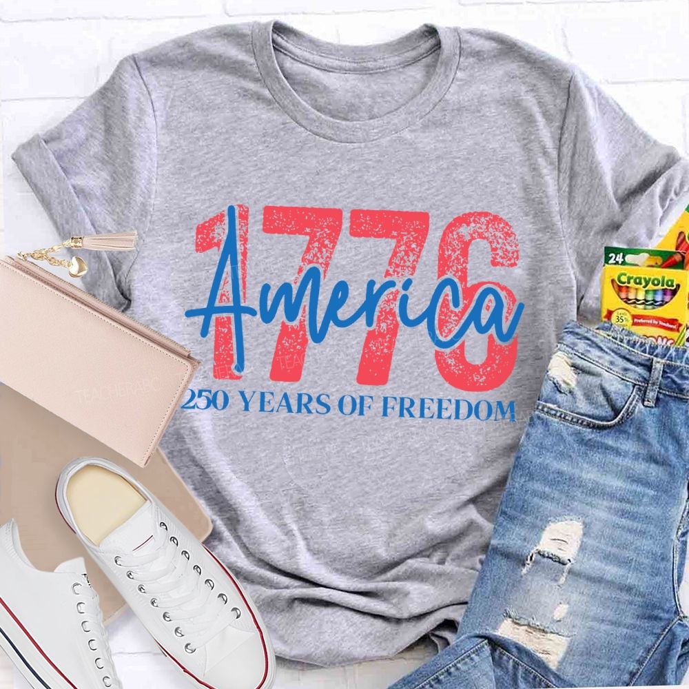 America 250 Years Of Freedom Letters Teacher T-shirt