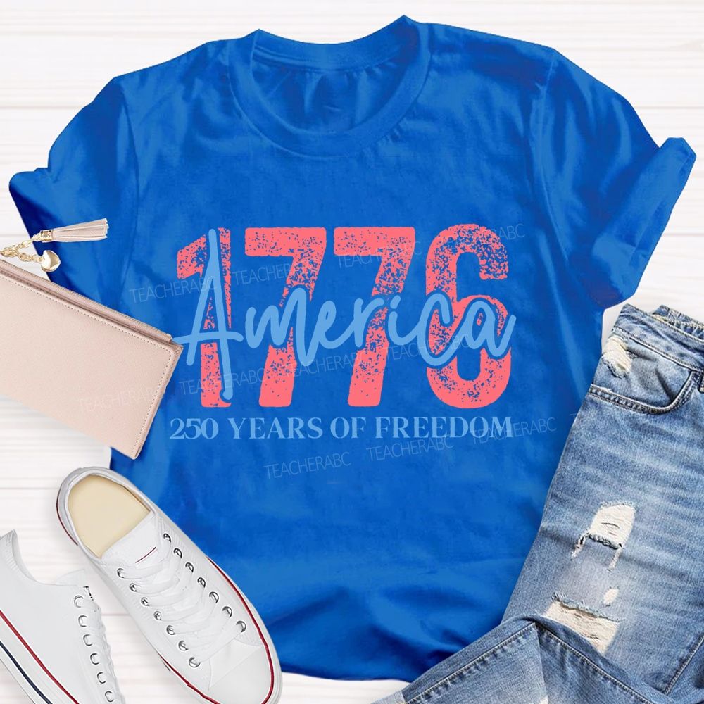 America 250 Years Of Freedom Letters Teacher T-shirt