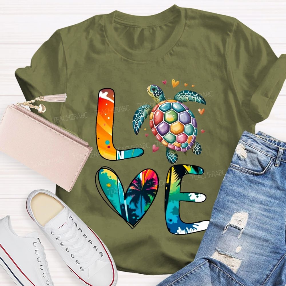 Love Turtles Protect Our Oceans Teacher T-shirt