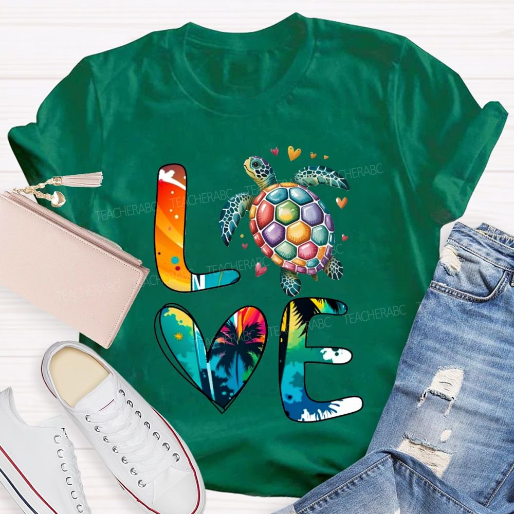 Love Turtles Protect Our Oceans Teacher T-shirt