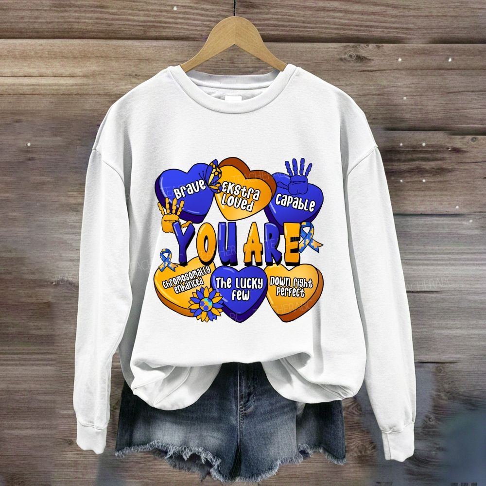You Are Brave Capable The Lucky Few Blue Yellow Heart Sweatshirt