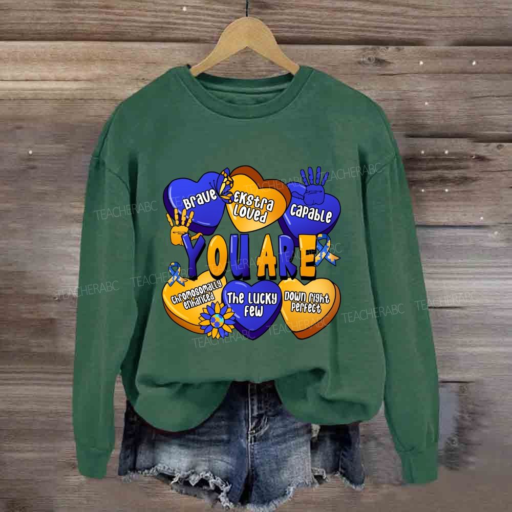 You Are Brave Capable The Lucky Few Blue Yellow Heart Sweatshirt
