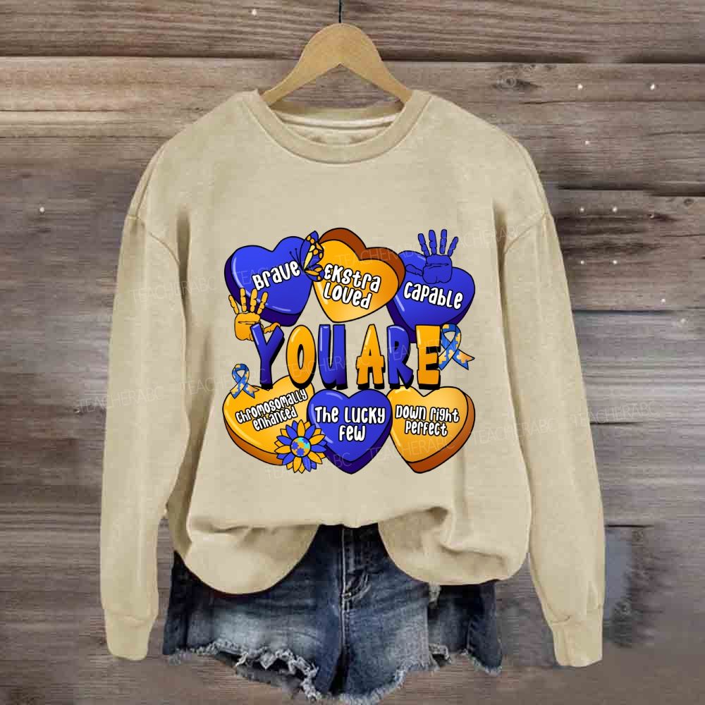 You Are Brave Capable The Lucky Few Blue Yellow Heart Sweatshirt