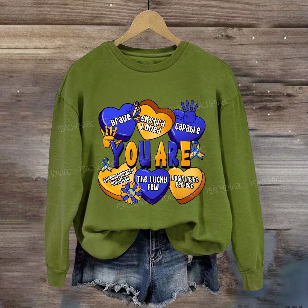 You Are Brave Capable The Lucky Few Blue Yellow Heart Sweatshirt