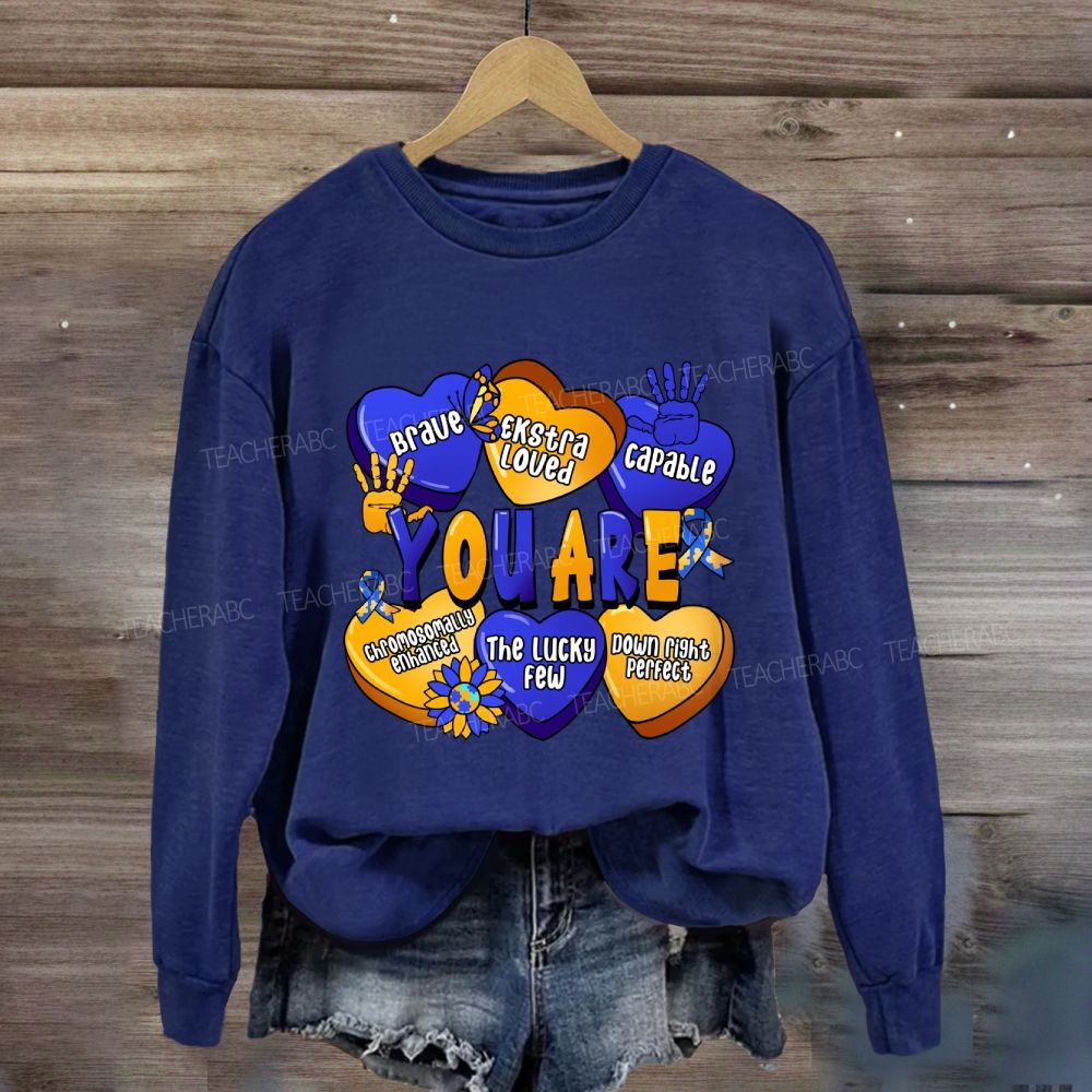 You Are Brave Capable The Lucky Few Blue Yellow Heart Sweatshirt