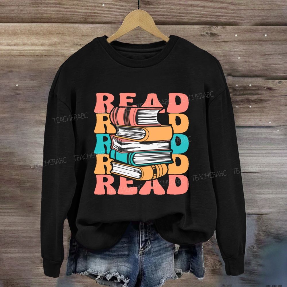 Read Books Colorful Letters Graphics Sweatshirt