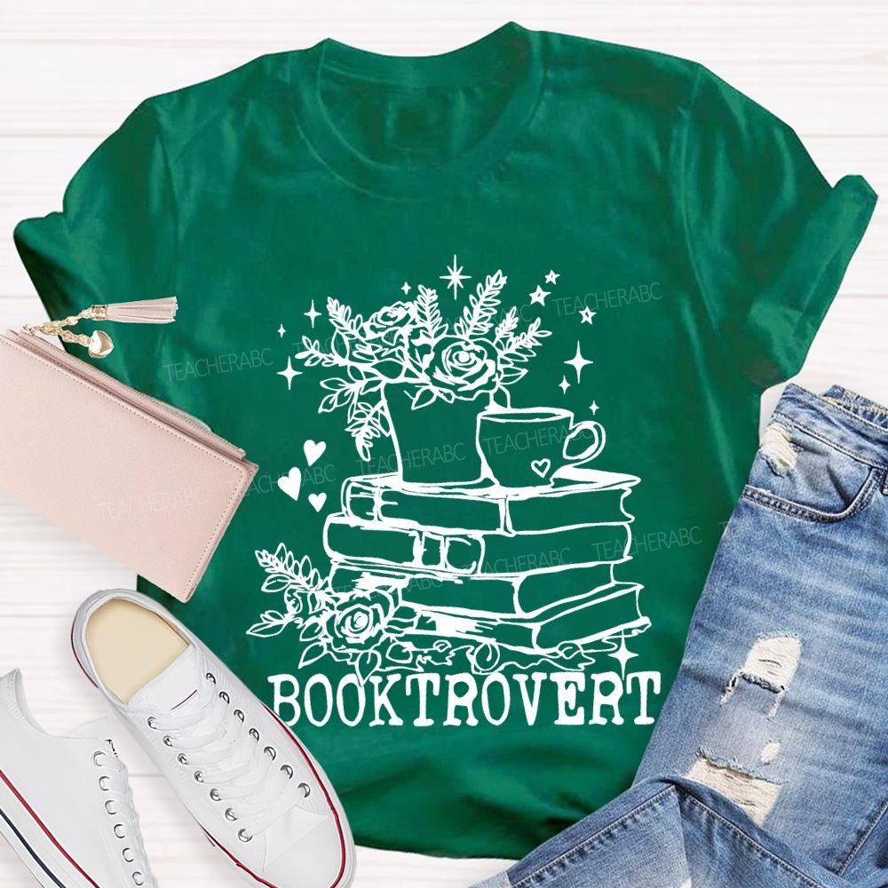 Booktrovert Coffee Illustration And Reading Teacher T-shirt