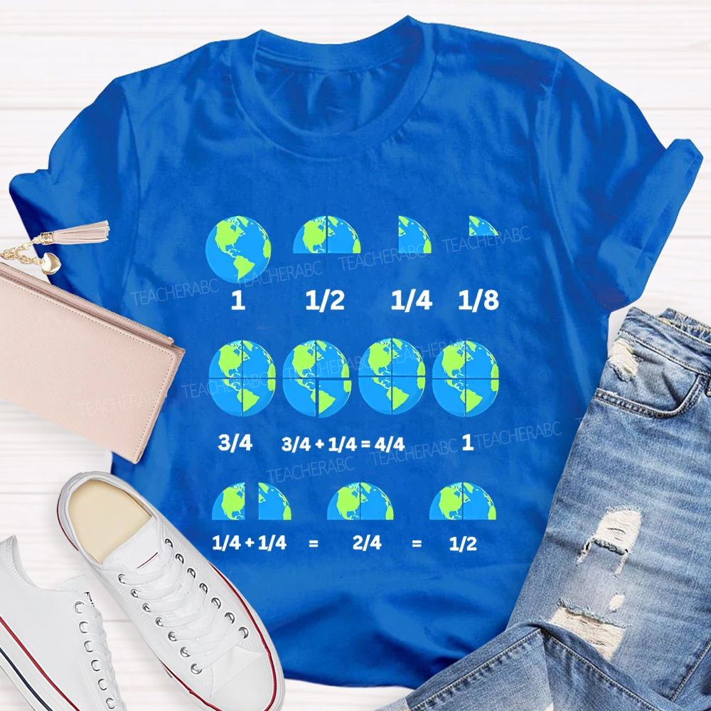Earth Day Math Fractions Nerd Teacher T-shirt