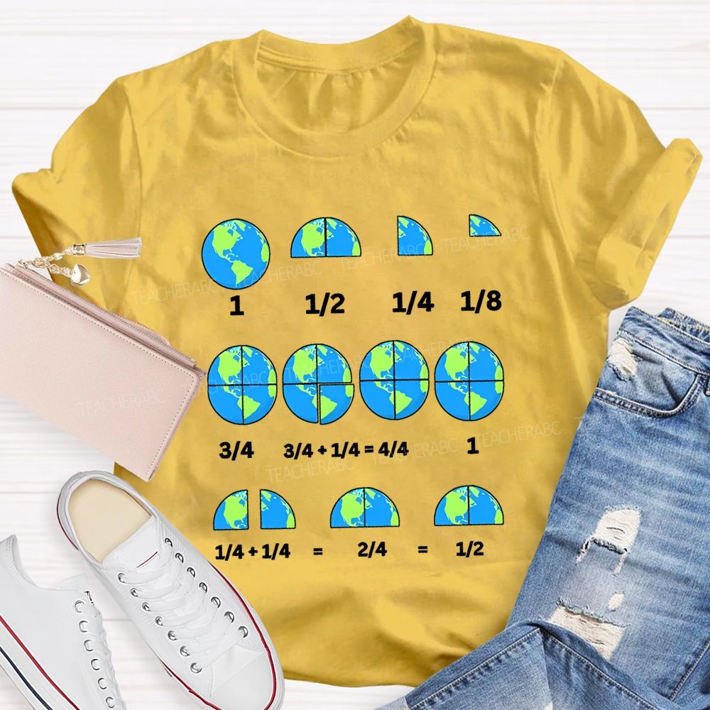 Earth Day Math Fractions Nerd Teacher T-shirt