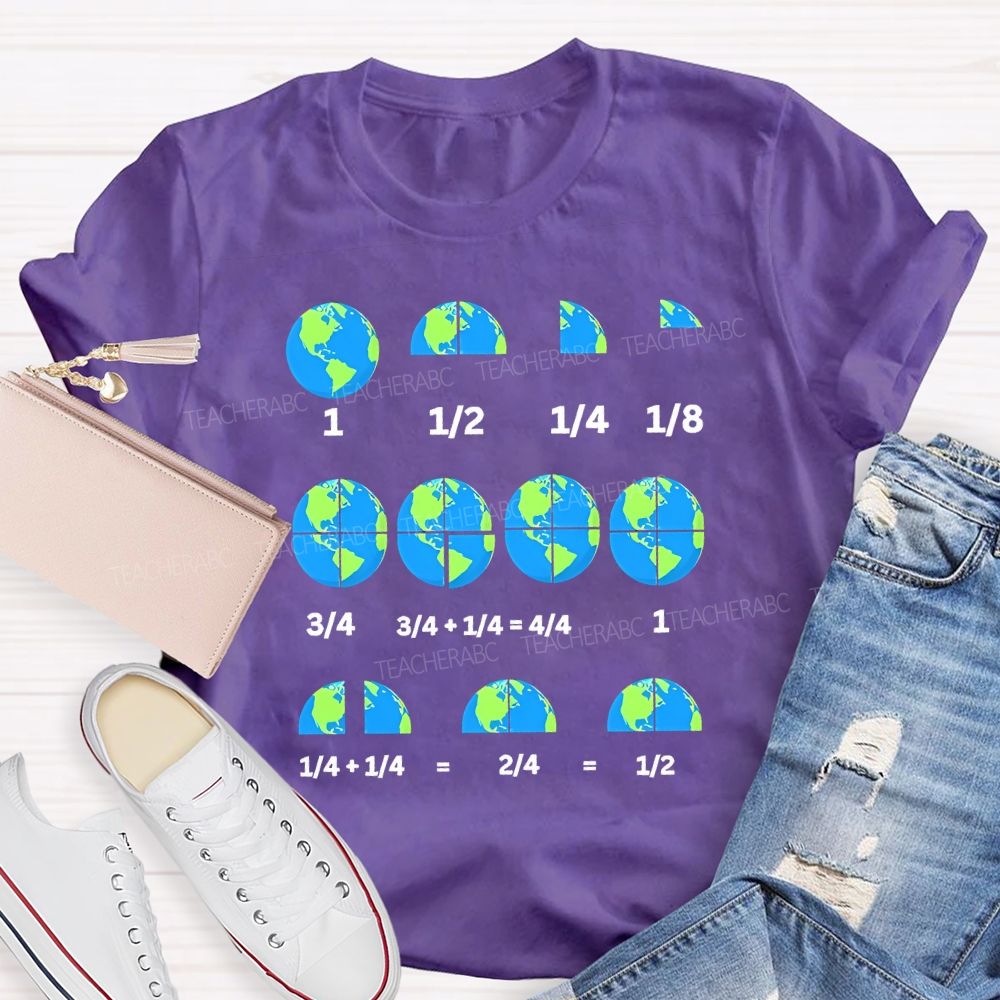Earth Day Math Fractions Nerd Teacher T-shirt
