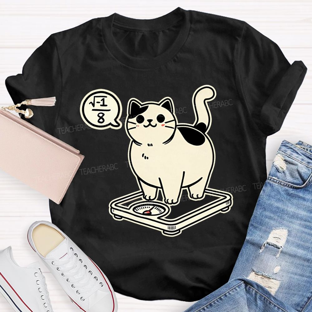 Math Cat Weighing Scale Teacher T-shirt