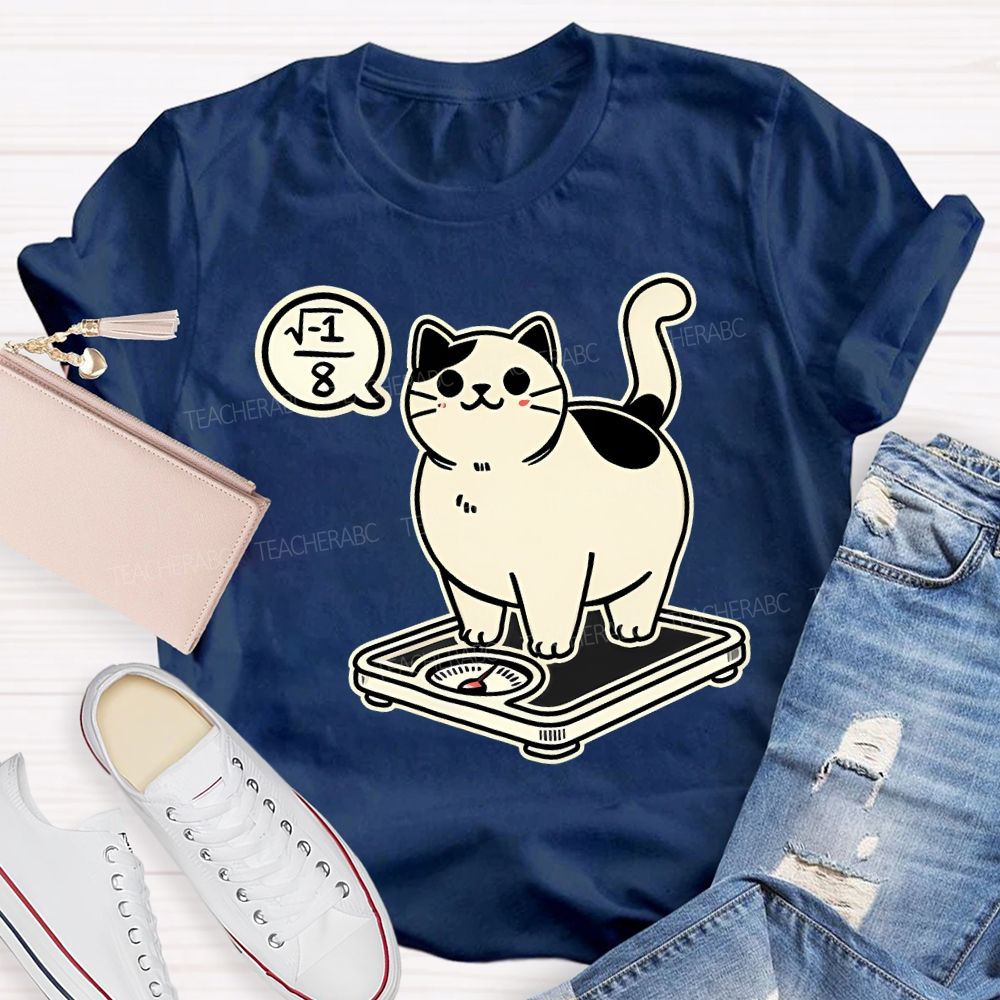 Math Cat Weighing Scale Teacher T-shirt