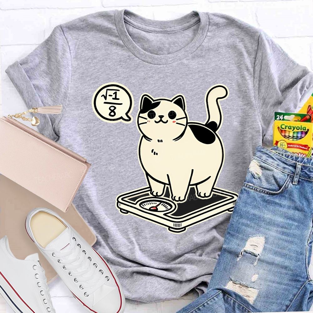 Math Cat Weighing Scale Teacher T-shirt