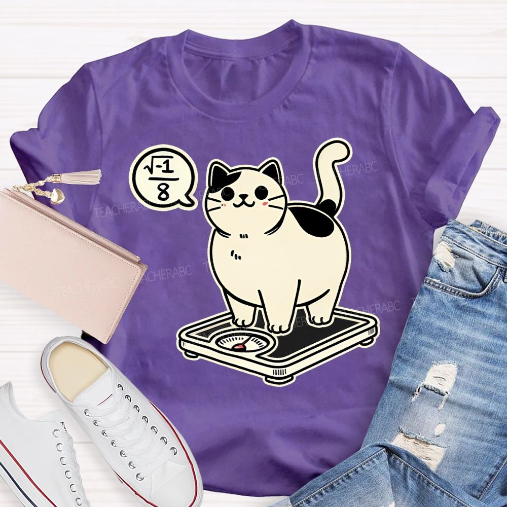 Math Cat Weighing Scale Teacher T-shirt