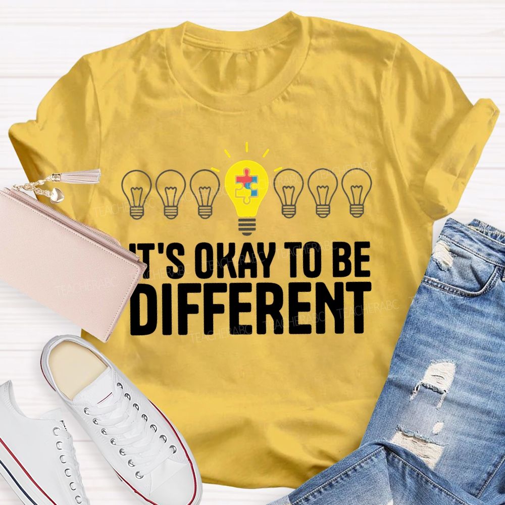 It's Ok To Be Different Puzzle Light Bulb Teacher T-shirt