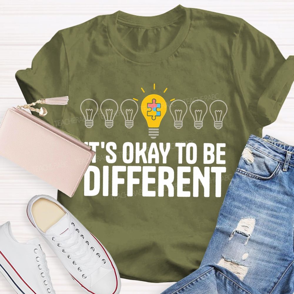 It's Ok To Be Different Puzzle Light Bulb Teacher T-shirt