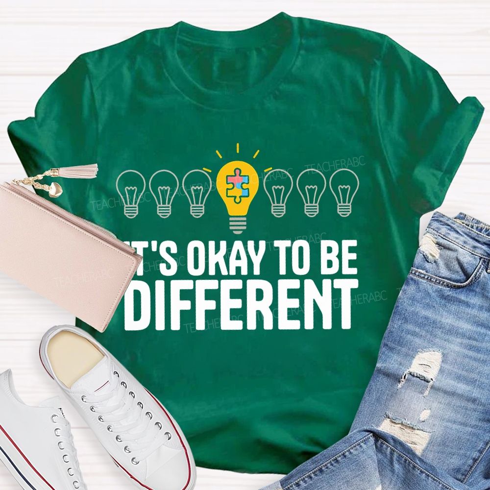 It's Ok To Be Different Puzzle Light Bulb Teacher T-shirt