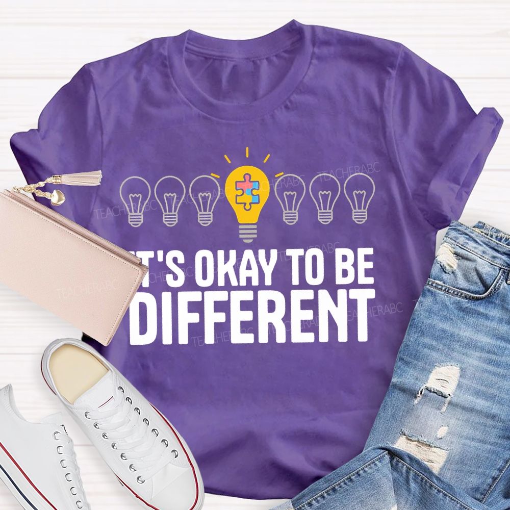 It's Ok To Be Different Puzzle Light Bulb Teacher T-shirt