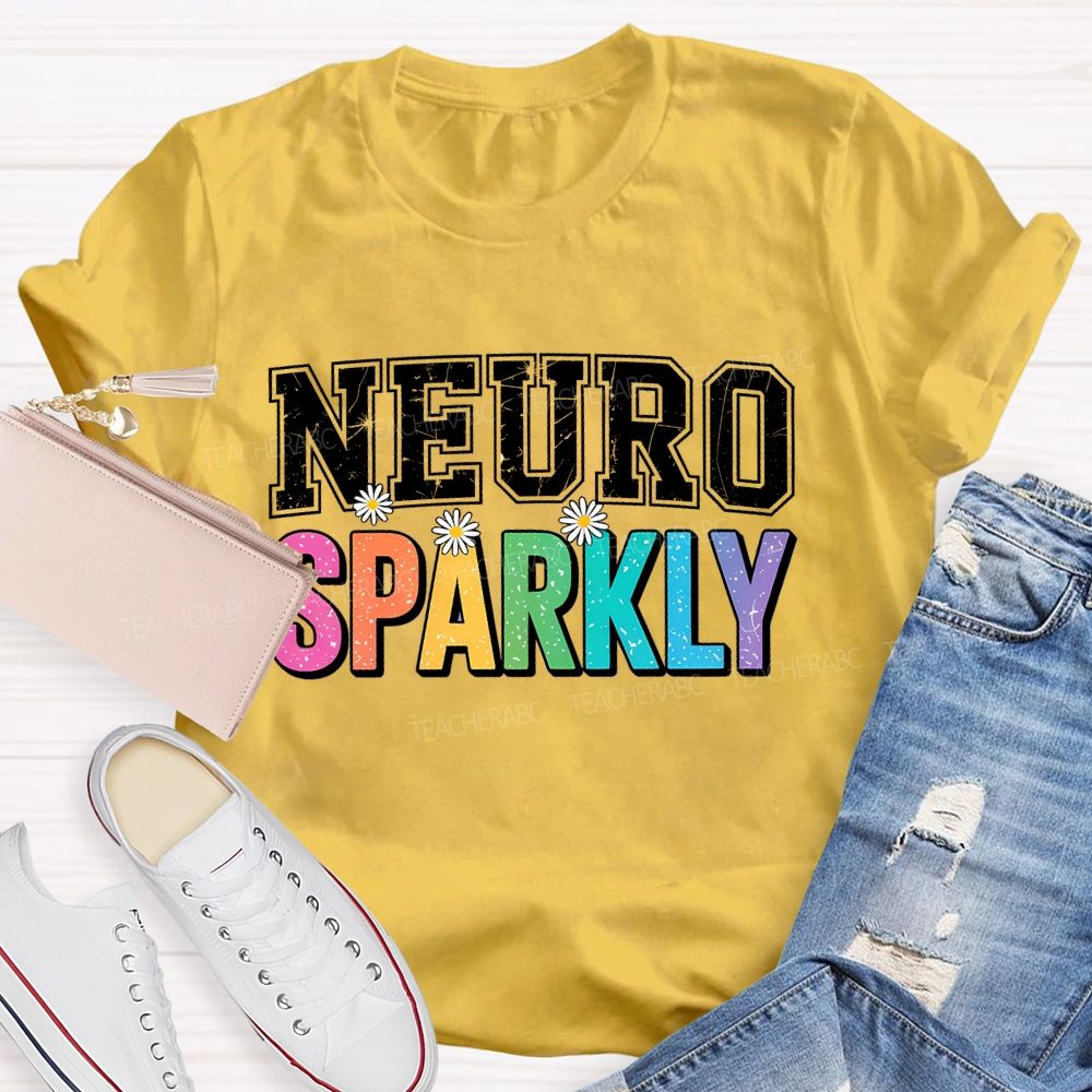 Neuro Sparkly Colorful Letters Teacher T-shirt