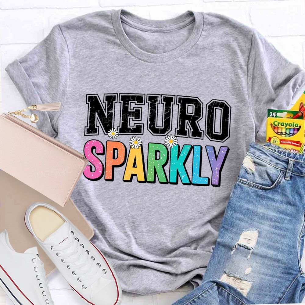 Neuro Sparkly Colorful Letters Teacher T-shirt