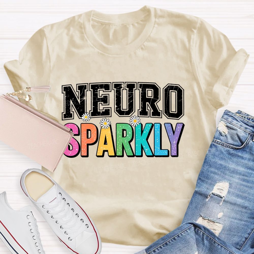 Neuro Sparkly Colorful Letters Teacher T-shirt