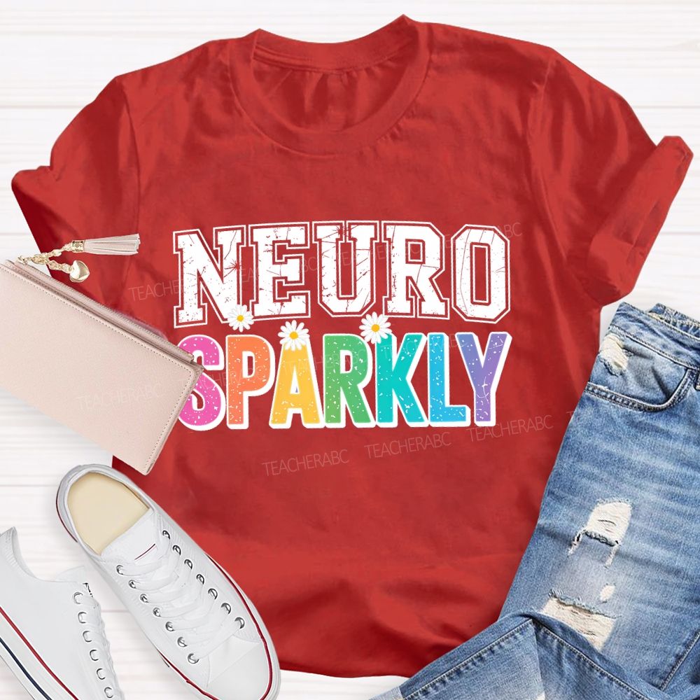 Neuro Sparkly Colorful Letters Teacher T-shirt