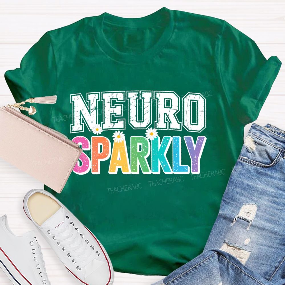 Neuro Sparkly Colorful Letters Teacher T-shirt