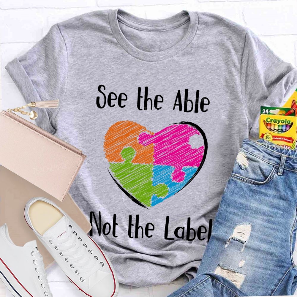 See The Able Not The Label Pattern Teacher T-shirt