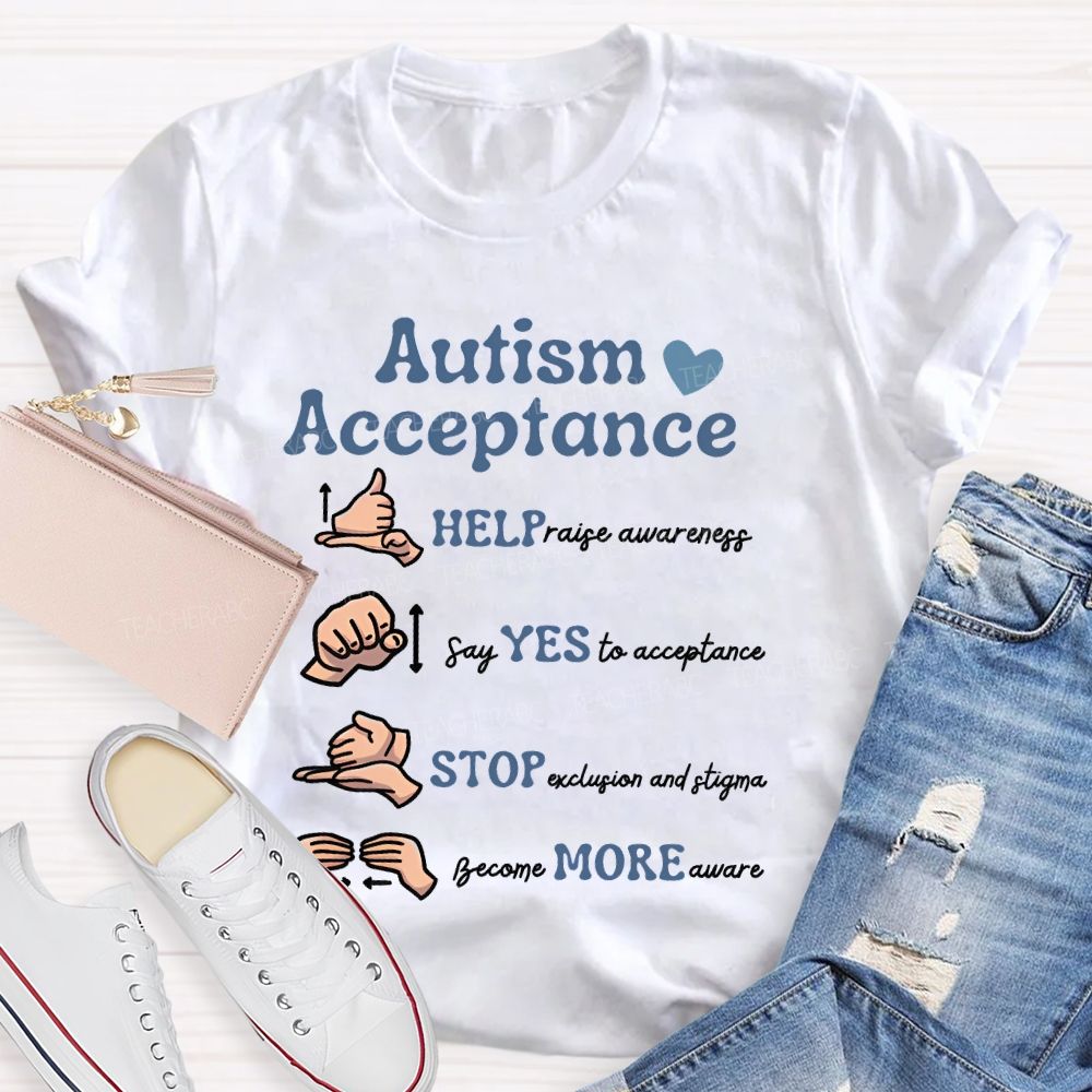 Autism Acceptance Sign Language Teacher T-shirt