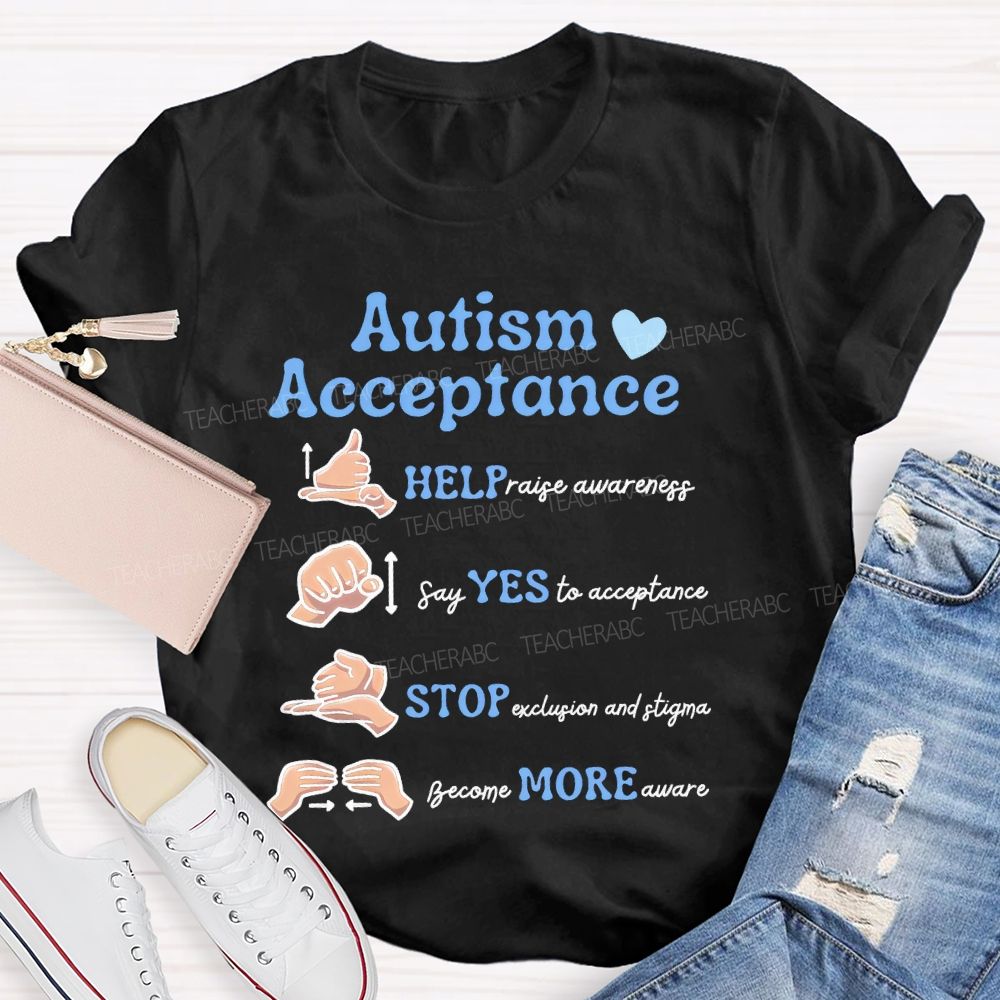 Autism Acceptance Sign Language Teacher T-shirt