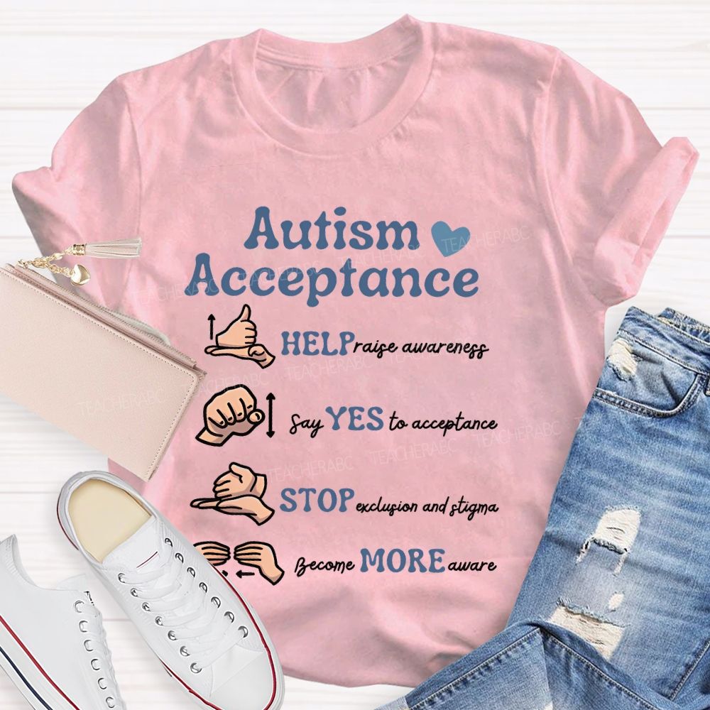 Autism Acceptance Sign Language Teacher T-shirt