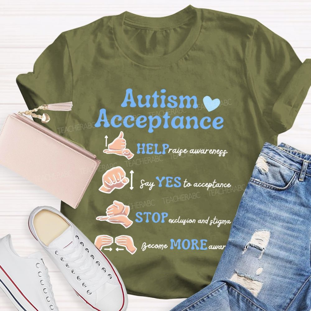 Autism Acceptance Sign Language Teacher T-shirt