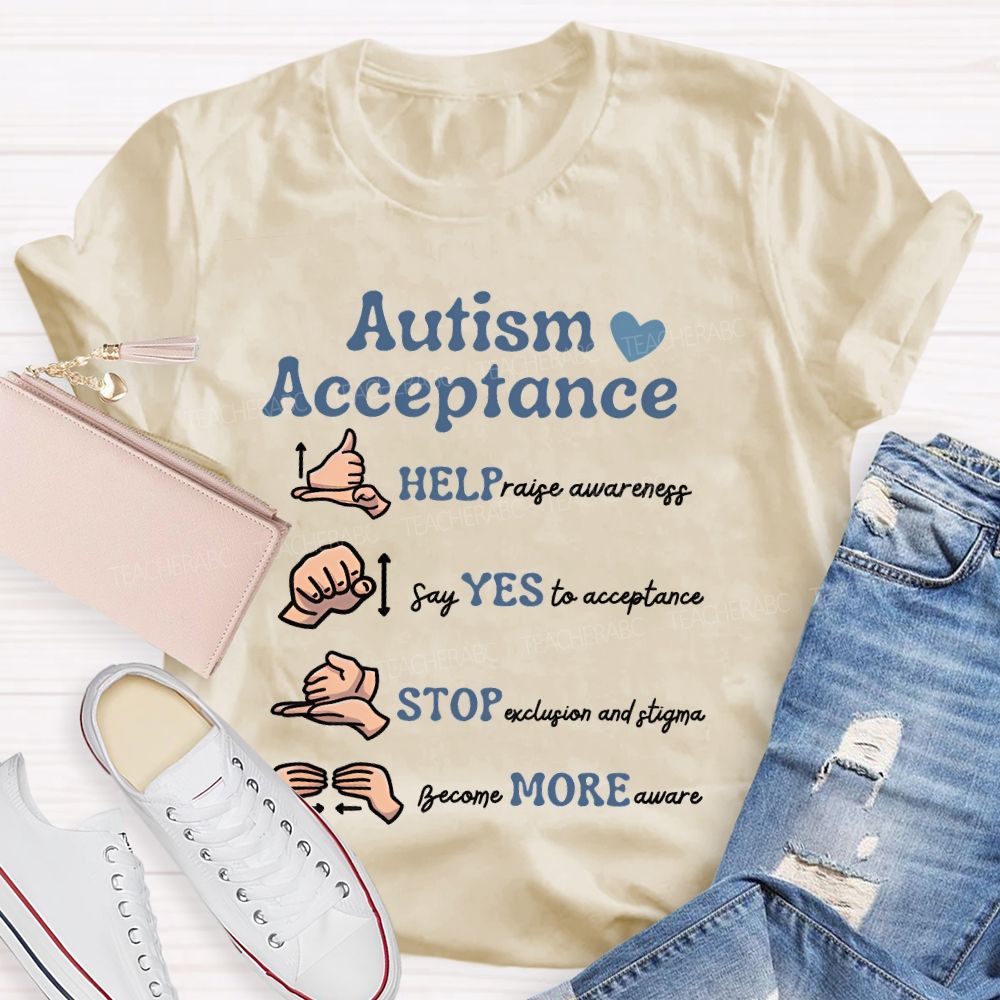 Autism Acceptance Sign Language Teacher T-shirt