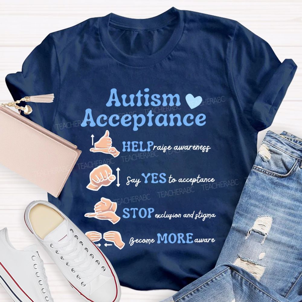 Autism Acceptance Sign Language Teacher T-shirt
